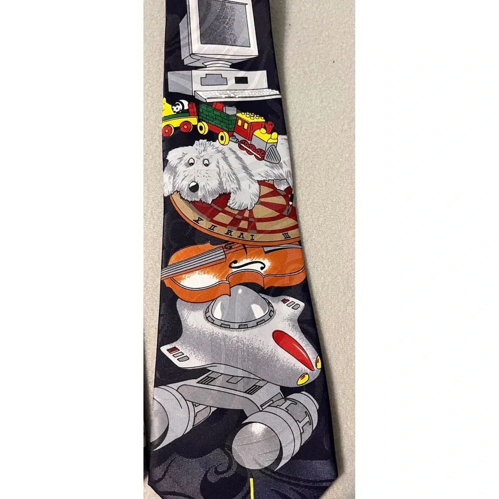 Marco Polo Italian Style Men Novelty Ties Three Wise Monkeys Retro Tech Navy 2PK